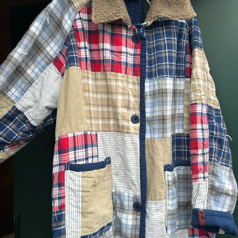 Plaid Patchwork Teddy Jacket 90s - image 5